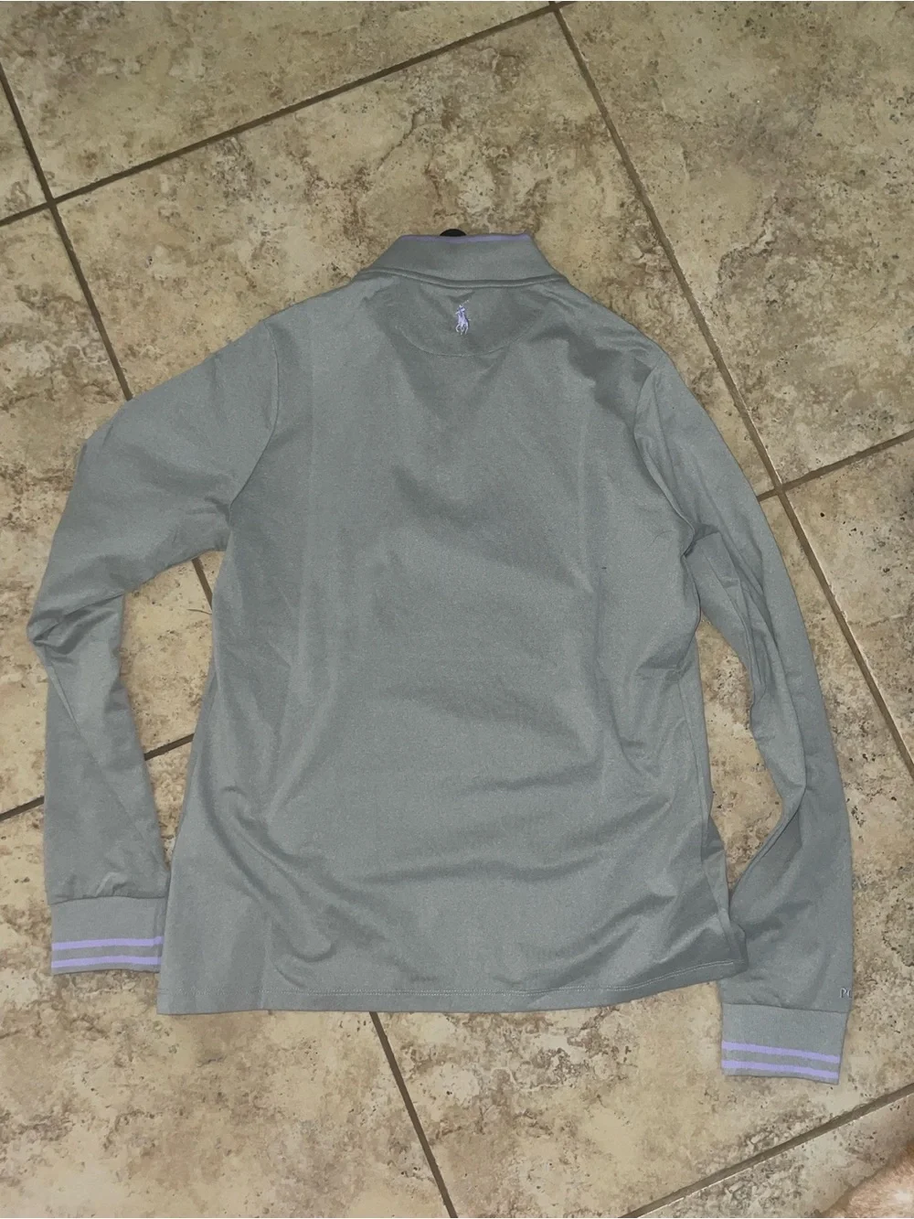 RLX Ralph lauren gold Grey Quarter-Zip Pullover with Lavender Trim